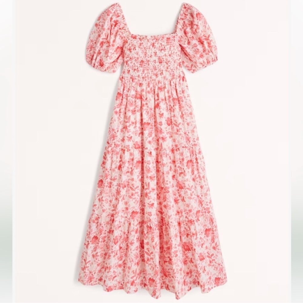 Abercrombie & Fitch Smocked Bodice Pink Poplin Dress size small
